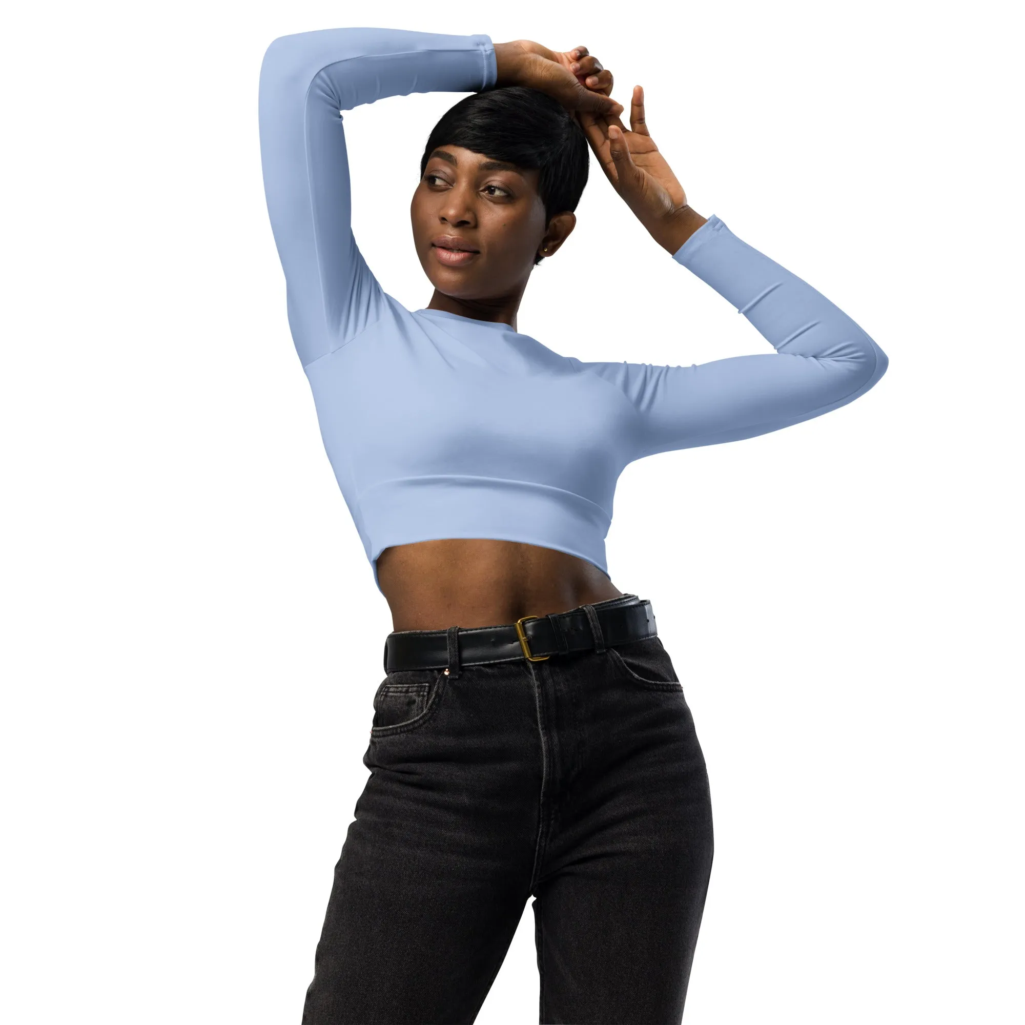 Baby Blue Recycled Long-sleeve Crop Top